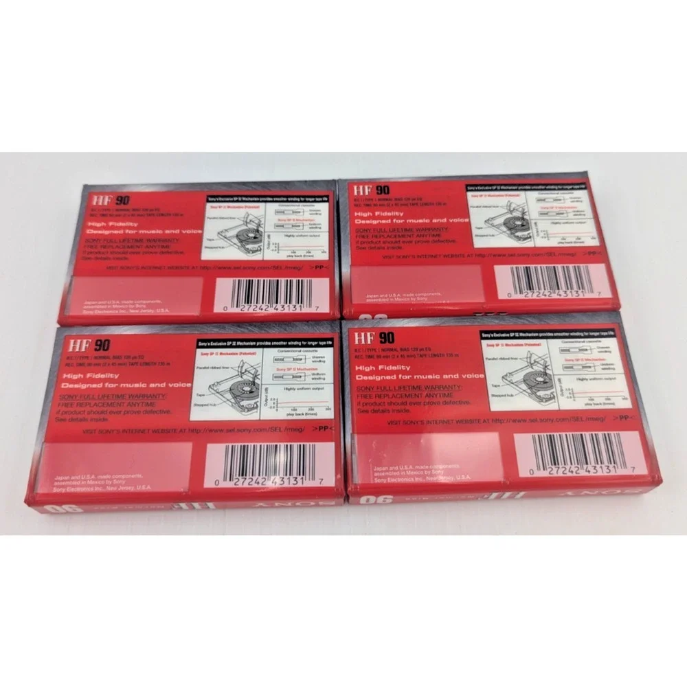 Sony HF High Fidelity 90 min Normal Bias Audio Cassette Tape Lot of 4